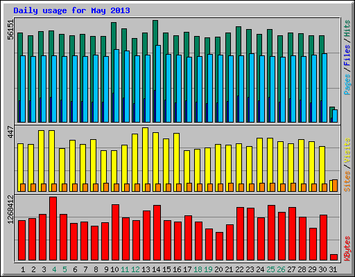 Daily usage for May 2013