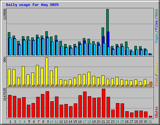 Daily usage for May 2025