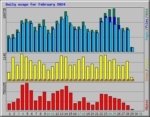 Daily usage for February 2024