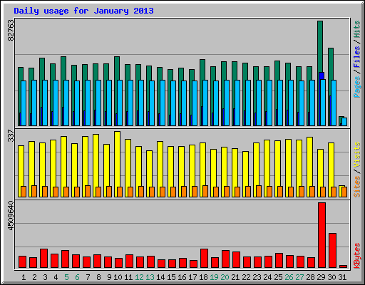 Daily usage for January 2013